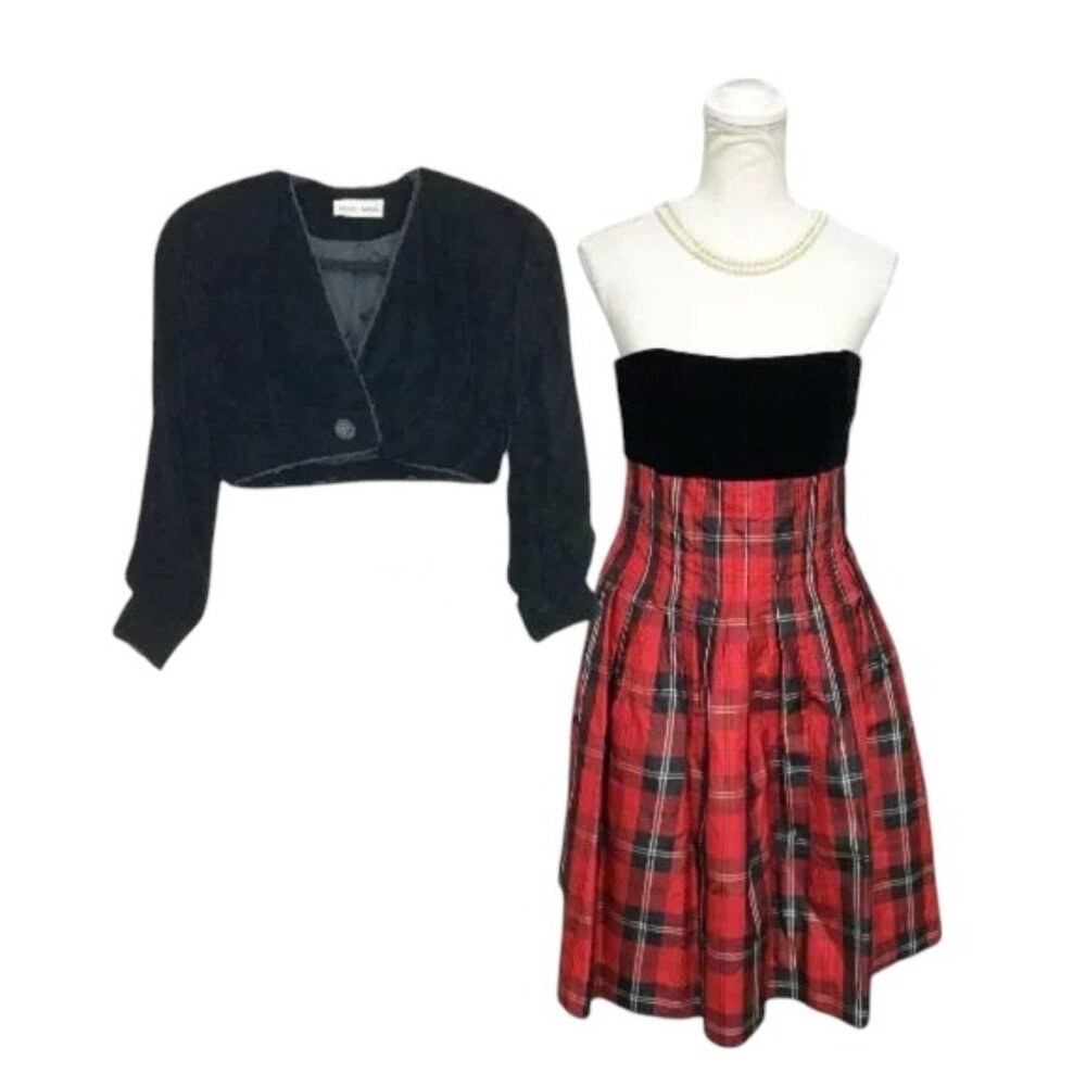 Vintage Albert Nipon Dress Black Red - image 2